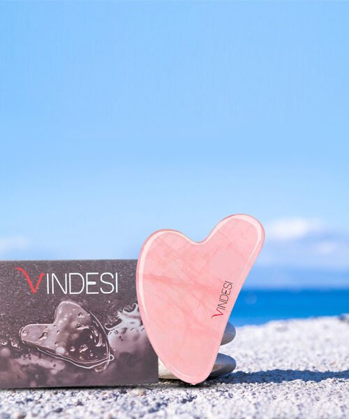Natural Jade Stone Rose Quartz Gua Sha Massage Tool for Face and Body(Pink)