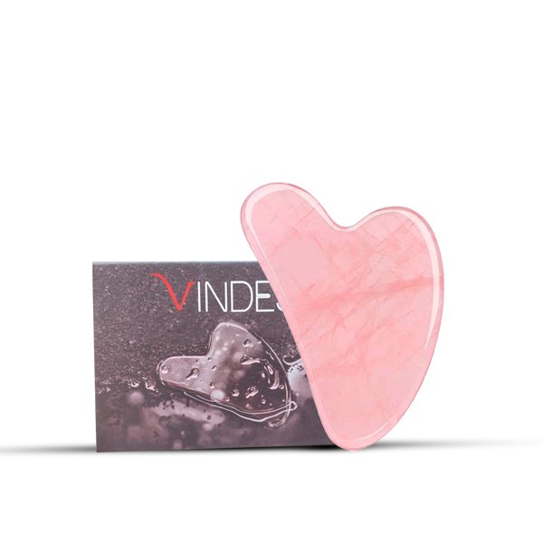 Natural Jade Stone Rose Quartz Gua Sha Massage Tool for Face and Body(Pink)