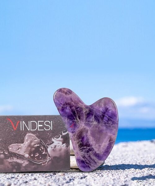 Natural Jade Stone Amethyst Gua Sha Massage Tool for Face and Body(Purple)