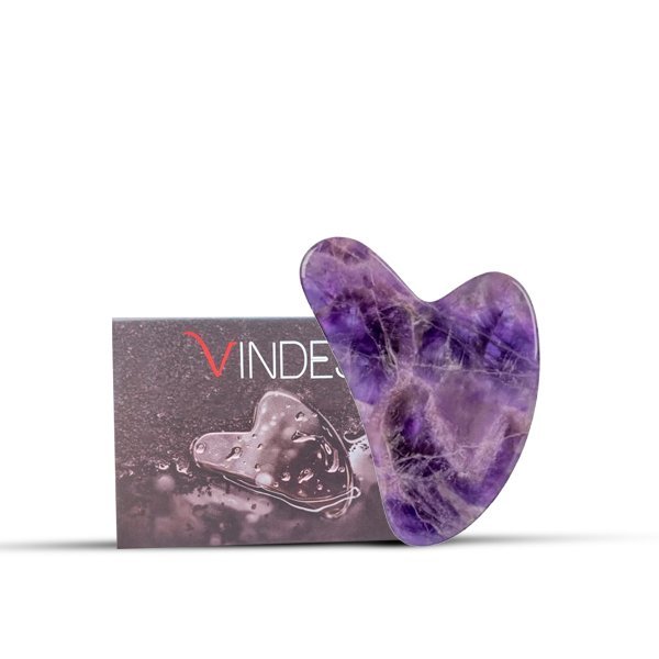 Natural Jade Stone Amethyst Gua Sha Massage Tool for Face and Body(Purple)