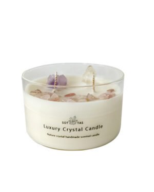 Luxury Gemstone Aromatherapy Scented Soy Wax crystal candle with gift box (Rose and Wood)
