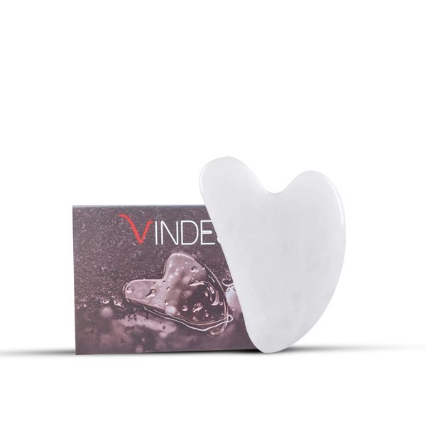 Natural Jade Stone White Crystal Gua Sha Massage Tool for Face and Body(White)