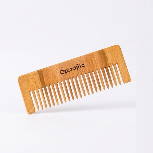 Oporajita Green Natural Wooden Hair Comb
